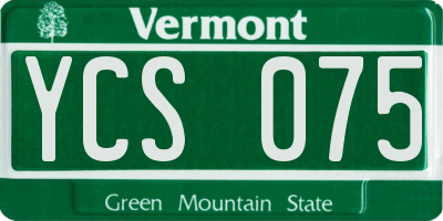 VT license plate YCS075