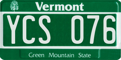 VT license plate YCS076