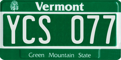 VT license plate YCS077