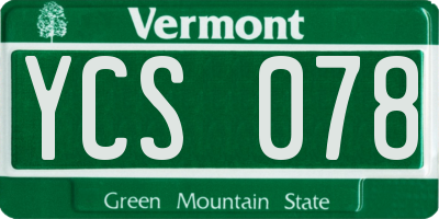 VT license plate YCS078