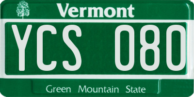 VT license plate YCS080