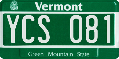 VT license plate YCS081
