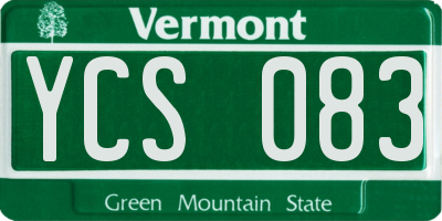 VT license plate YCS083
