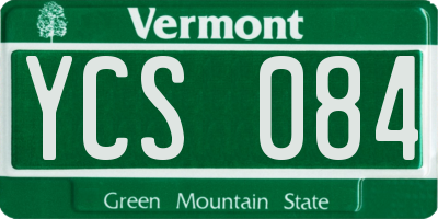 VT license plate YCS084