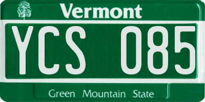 VT license plate YCS085