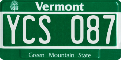 VT license plate YCS087