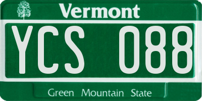 VT license plate YCS088