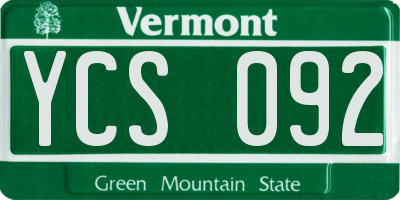 VT license plate YCS092