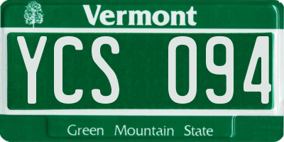 VT license plate YCS094