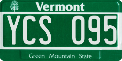 VT license plate YCS095