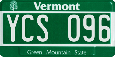 VT license plate YCS096