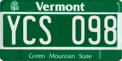 VT license plate YCS098