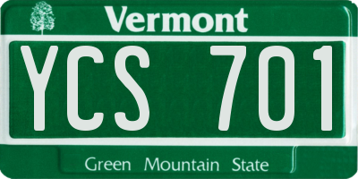 VT license plate YCS701