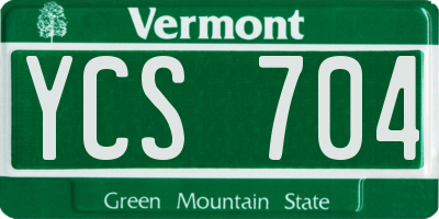 VT license plate YCS704