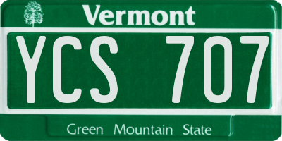 VT license plate YCS707