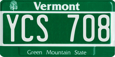 VT license plate YCS708