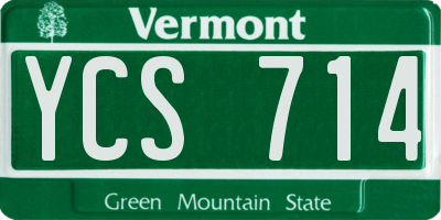 VT license plate YCS714