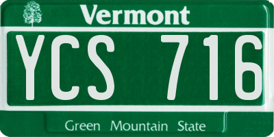 VT license plate YCS716