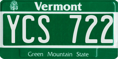 VT license plate YCS722