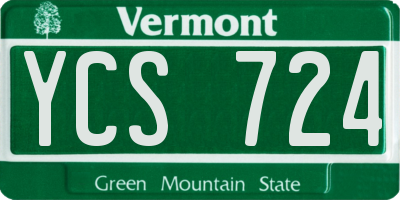 VT license plate YCS724