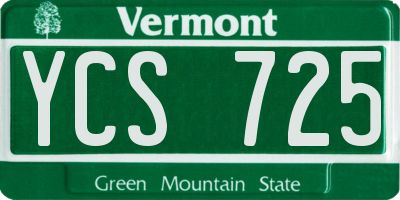 VT license plate YCS725