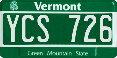 VT license plate YCS726