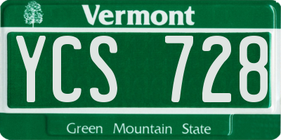 VT license plate YCS728