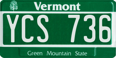 VT license plate YCS736