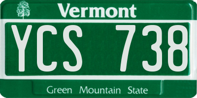 VT license plate YCS738