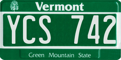 VT license plate YCS742