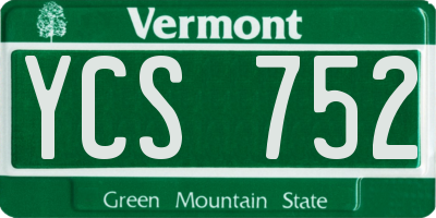 VT license plate YCS752