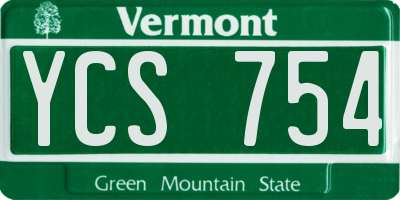 VT license plate YCS754
