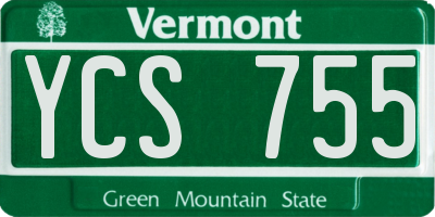 VT license plate YCS755