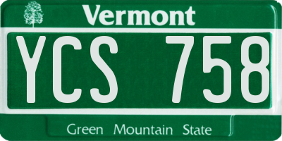 VT license plate YCS758