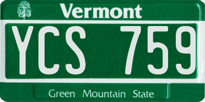 VT license plate YCS759