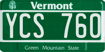 VT license plate YCS760