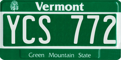 VT license plate YCS772