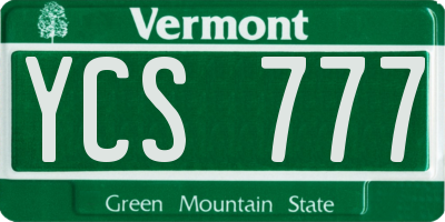 VT license plate YCS777