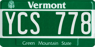 VT license plate YCS778