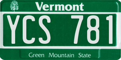 VT license plate YCS781