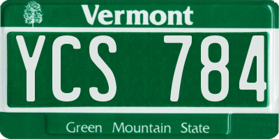 VT license plate YCS784