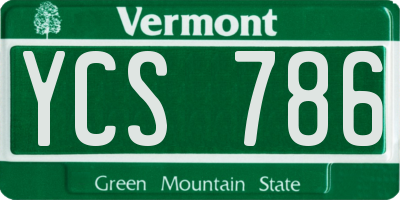 VT license plate YCS786