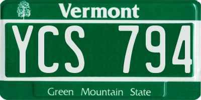 VT license plate YCS794