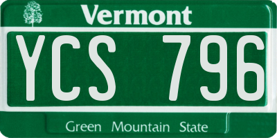 VT license plate YCS796