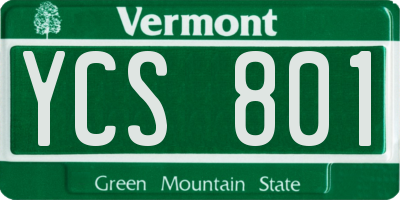 VT license plate YCS801