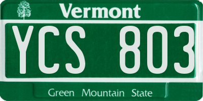 VT license plate YCS803