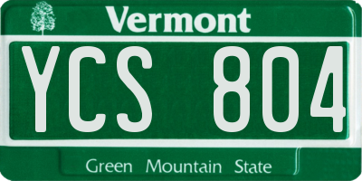 VT license plate YCS804