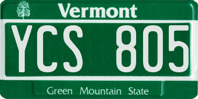 VT license plate YCS805