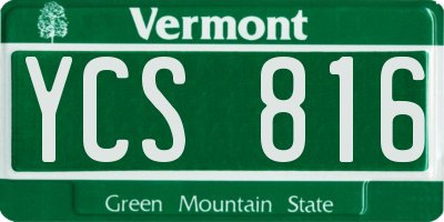 VT license plate YCS816
