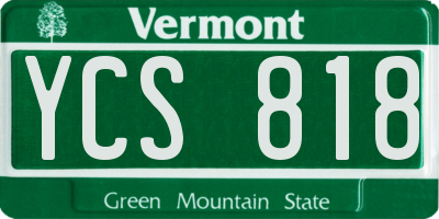 VT license plate YCS818